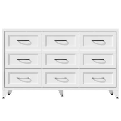 9-drawer white metal dresser with quiet-glide rails and black handles by HouseOfZazla on Tampa Home & Garden Store