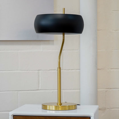 Table Lamp - Gold with brass stem and black drum shade by HouseOfZazla on Tampa Home & Garden Store