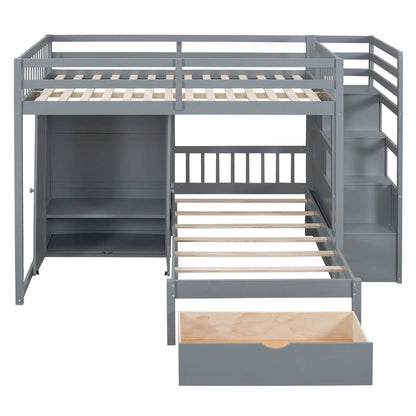 Bunk Bed With Wardrobe and Drawers Full Size