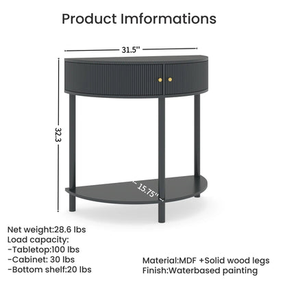 Demi Lune Console Table with 2 Storage Drawers