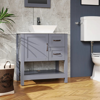 Bathroom Vanity with Mirror and Top Gray