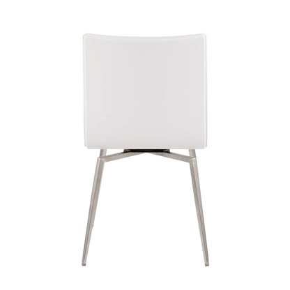 Contemporary Upholstered Chair set of 2 with swivel base, white upholstery on Tampa Home & Garden Store
