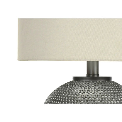 Table lamp modern gray cream shade Unique Piece Furniture hammered metal base on Tampa Home & Garden Store