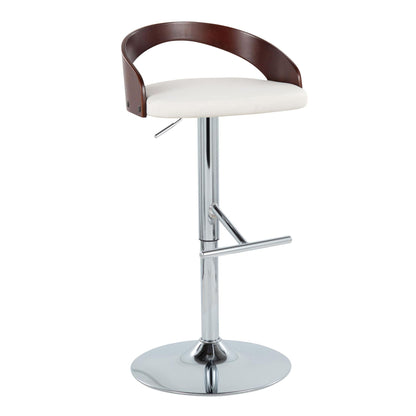 Modern adjustable height barstool with swivel, dark brown back, white seat, chrome base on Tampa Home & Garden Store