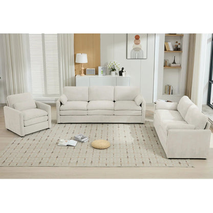 Cozy Upholstered 3-Piece Living Room Sofa Set in beige fabric by Unique Piece Furniture on Tampa Home & Garden Store