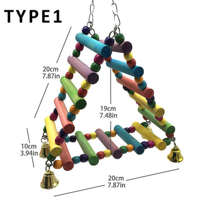 Parakeet Bird Toy Amusement Park Swing Stand beads and bars on hanging chains with bells on Tampa Home & Garden Store