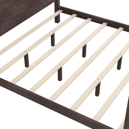 anopy Bed with headboard and support legs brown frame with light wood slats HouseOfZazla on Tampa Home & Garden Store