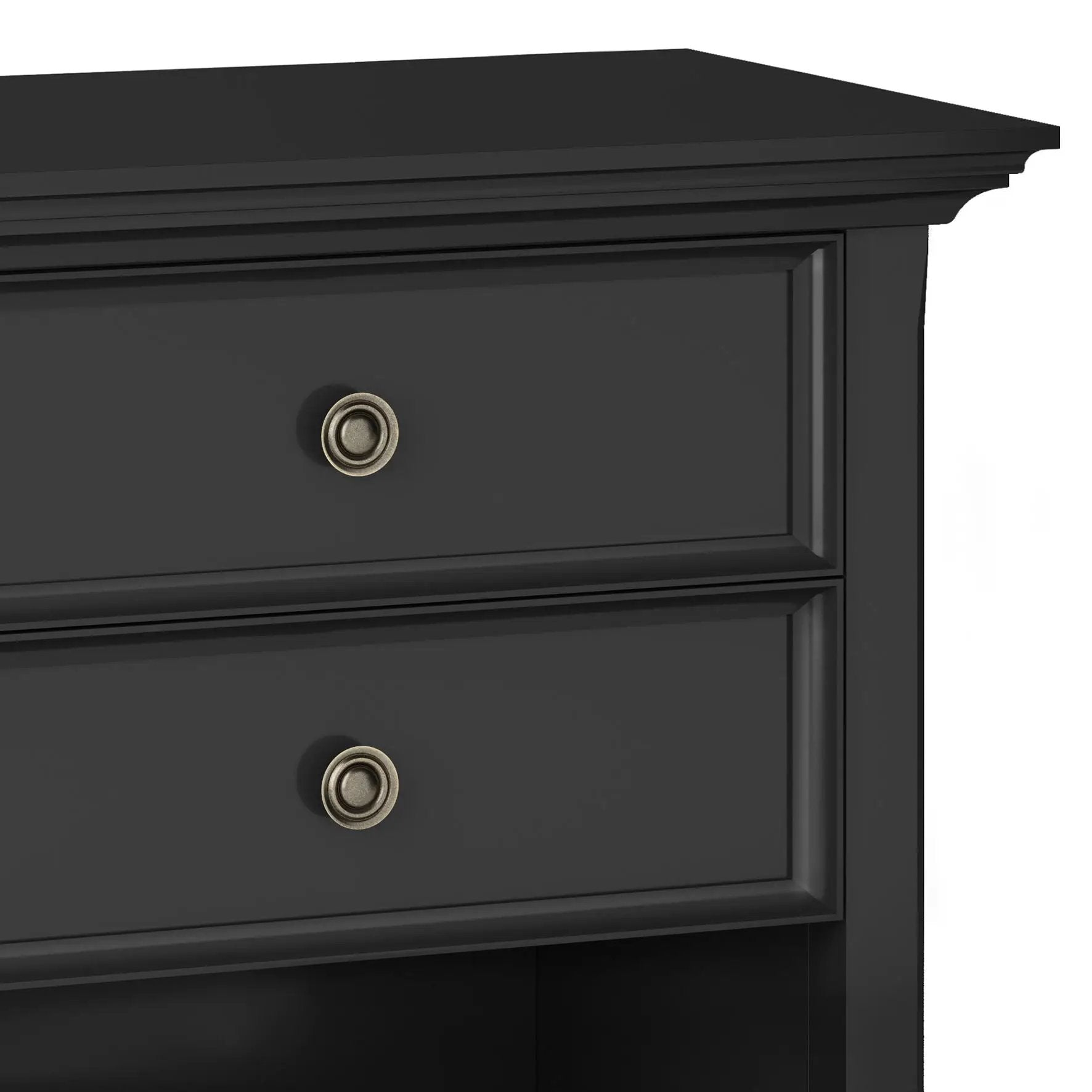 Amherst bedside table handcrafted in black with antique brass knob by Unique Piece Furniture on Tampa Home & Garden Store
