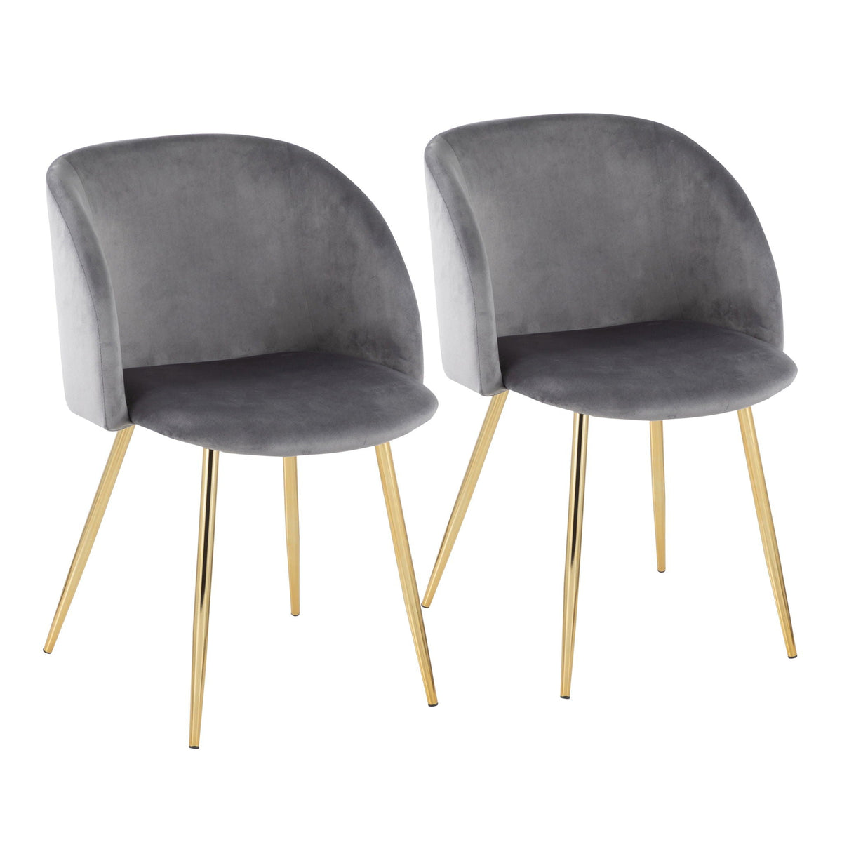 HouseOfZazla contemporary chair set in gray velvet with padded seats and gold legs (2 pcs) on Tampa Home & Garden Store