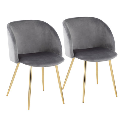 HouseOfZazla contemporary chair set in gray velvet with padded seats and gold legs (2 pcs) on Tampa Home & Garden Store
