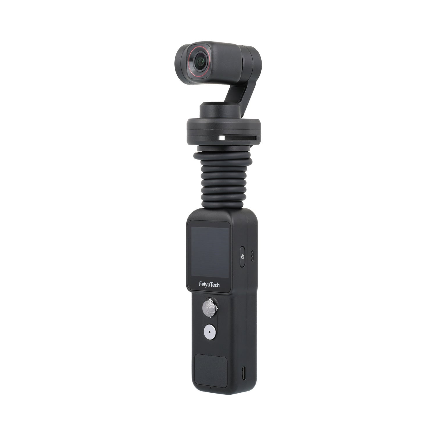 Pocket2S pocket gimbal with black coil grip, FeiyuTech branding, 4K camera on Tampa Home & Garden Store