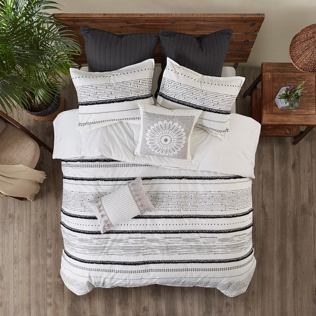 Cotton Printed Comforter Set with Black and White