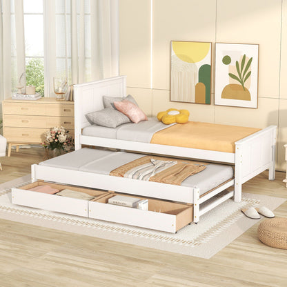 Platform bed with trundle and drawers in white finish by HouseOfZazla on Tampa Home & Garden Store