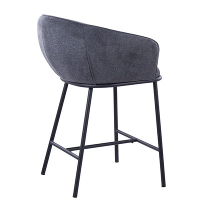 Ashland Contemporary Counter Stools set of 2 with charcoal grey fabric and black metal legs on Tampa Home & Garden Store