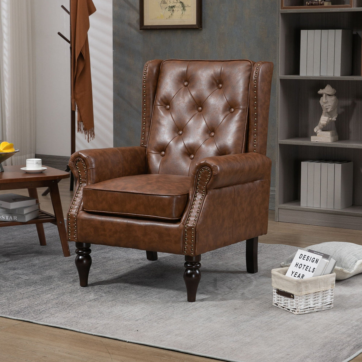 Comfortable and Modern Armchair With Wood Legs