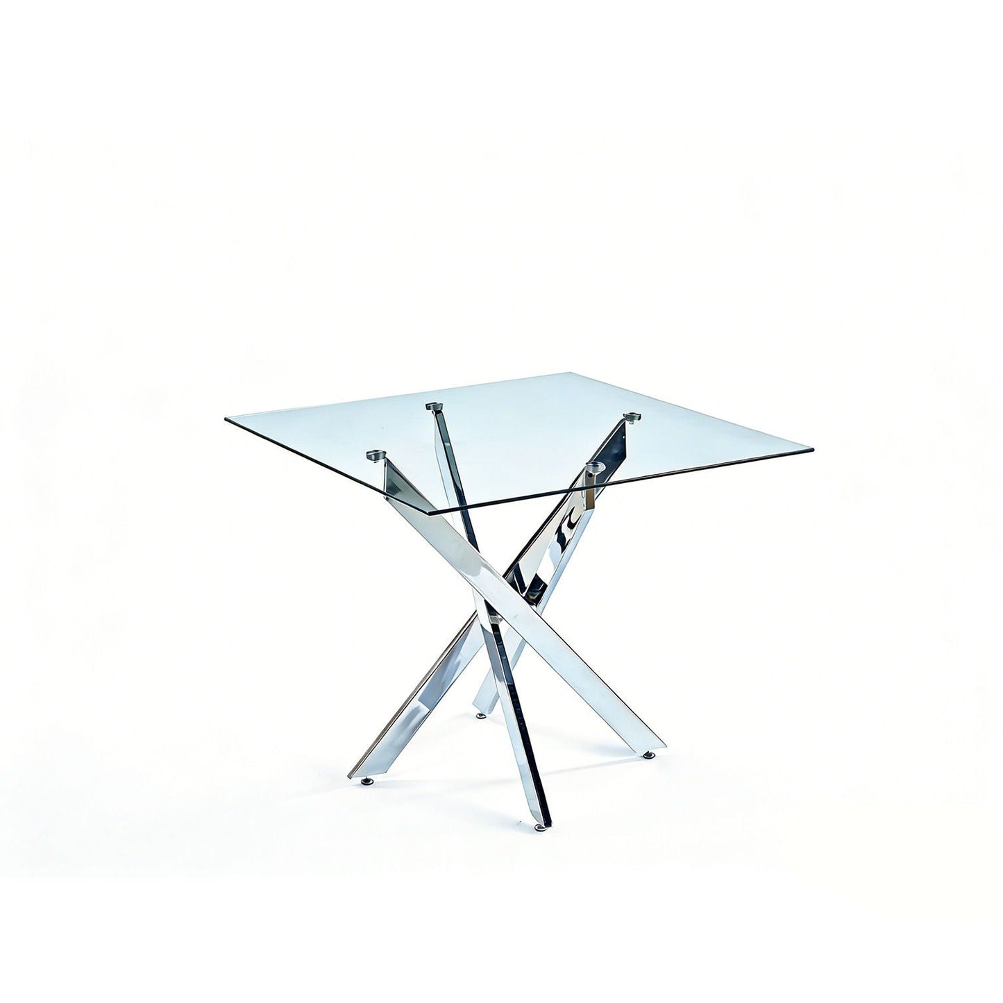 Dining table with tempered glass top and chrome cross legs HouseOfZazla on Tampa Home & Garden Store