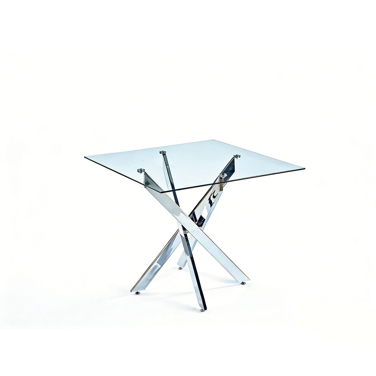 Dining table with tempered glass top and chrome cross legs HouseOfZazla on Tampa Home & Garden Store