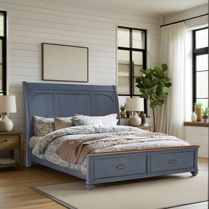 King Sleigh Bed USB Ports and Storage Drawers