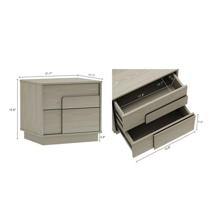 Accent nightstand HouseOfZazla with push-to-open drawers in light brown wood, two drawers on Tampa Home & Garden Store