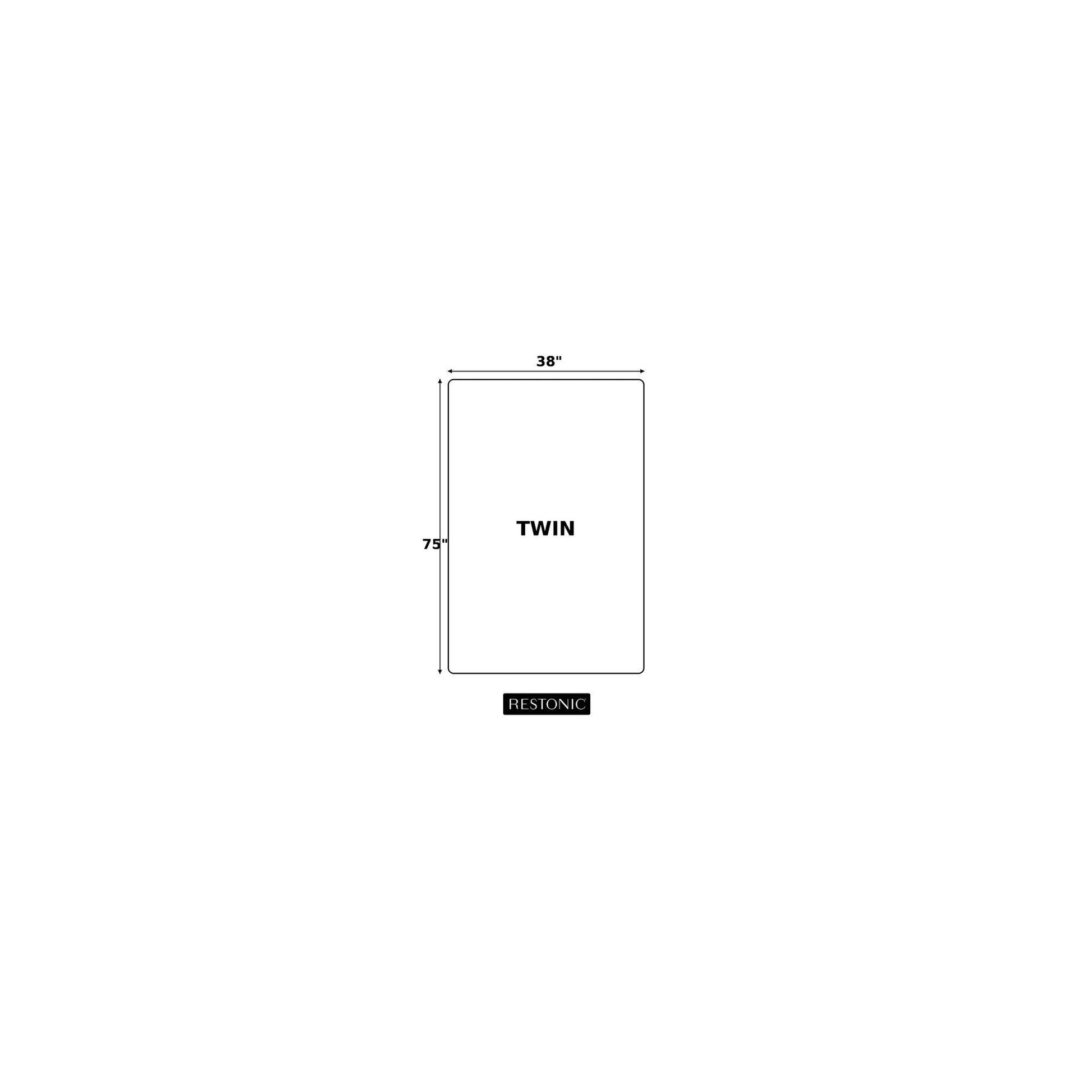 Twin 7in foam core hybrid mattress diagram, Comfort Care, 38in wide by 75in long on Tampa Home & Garden Store