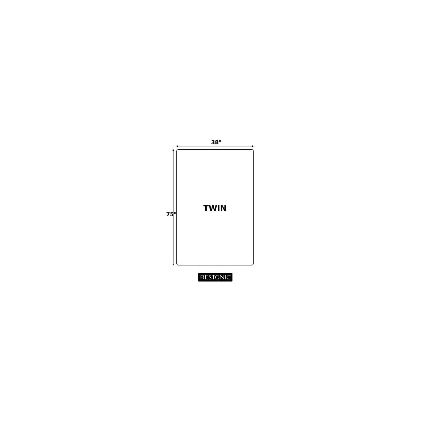Comfort Care twin 9in foam-core mattress diagram with Restonic branding 38x75 on Tampa Home & Garden Store