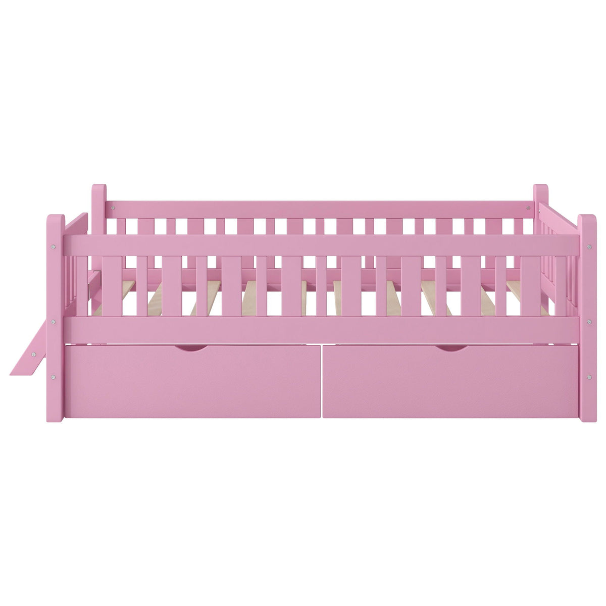 Pink platform bed with guardrails, 2-drawer storage bed by HouseOfZazla on Tampa Home & Garden Store