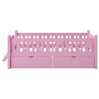 Pink platform bed with guardrails, 2-drawer storage bed by HouseOfZazla on Tampa Home & Garden Store