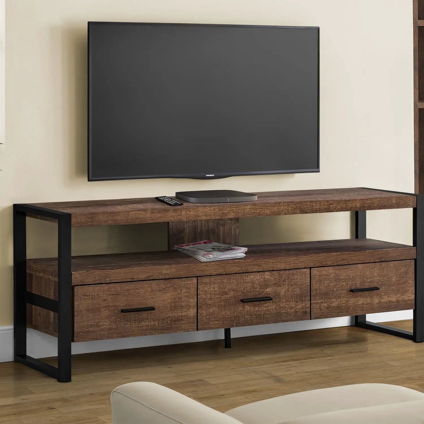 Tv Stand Console With Center Storage Drawers