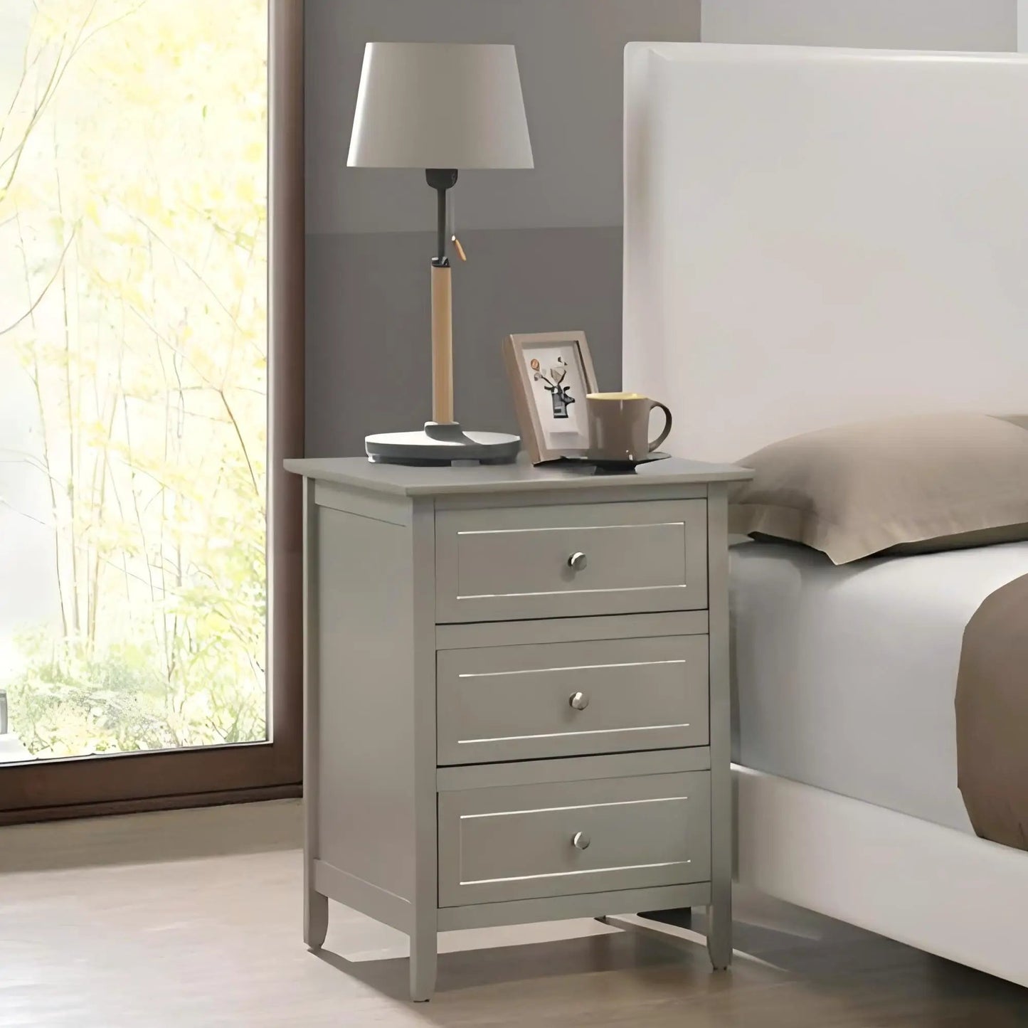 Dove Tailed Drawers 3-Drawer Nightstand, gray finish by Unique Piece Furniture on Tampa Home & Garden Store