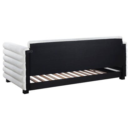 Fandango twin day bed with trundle, white upholstery and black frame HouseOfZazla on Tampa Home & Garden Store