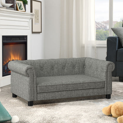 Modern Elegant Rectangle Dog Bed by HouseOfZazla, gray textured elevated sofa for pets on Tampa Home & Garden Store