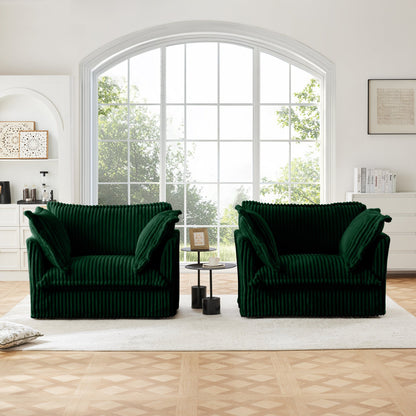 Set of 2 slipcovered armchairs in emerald green velvet with deep ribbed texture on Tampa Home & Garden Store
