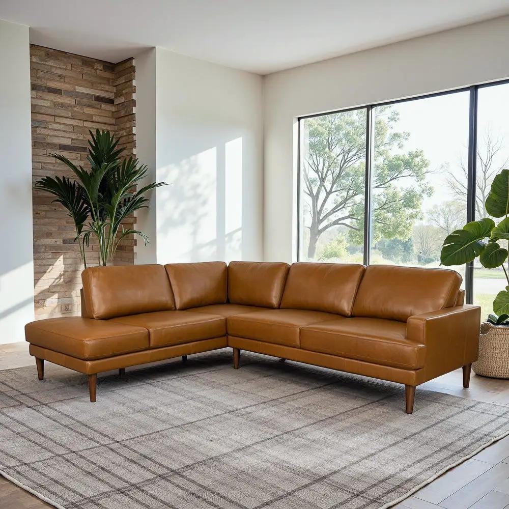 Corbin L-Shaped Sectional Sofa caramel leather by Unique Piece Furniture on Tampa Home & Garden Store