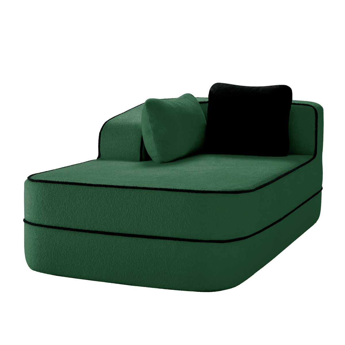 Elysees Left Chaise Sofa and Green Teddy Fabric