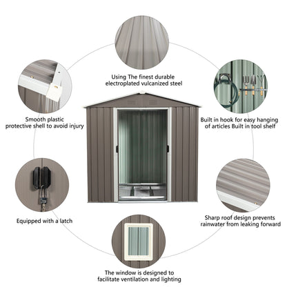 Metal Shed With A Sliding Door And Glass Window