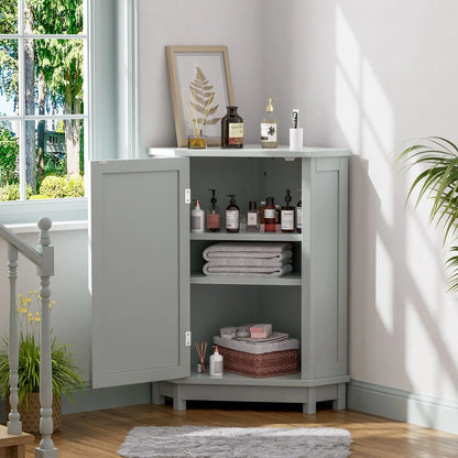 Triangle corner linen cabinet sage gray with adjustable shelf by Unique Piece Furniture on Tampa Home & Garden Store