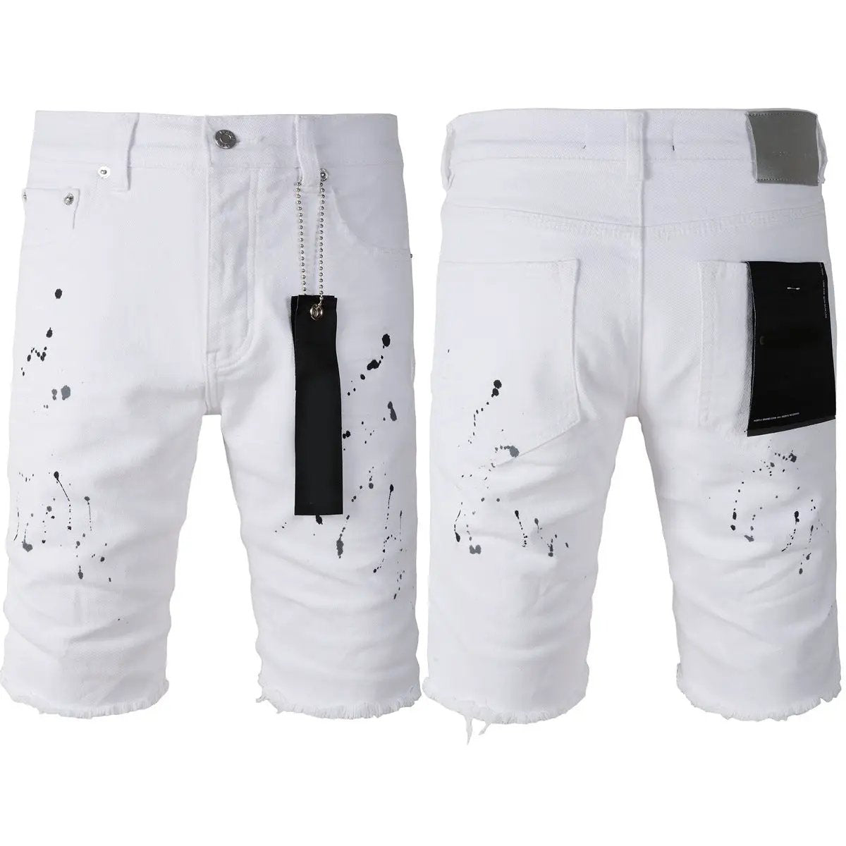 Personal Leisure Washed Light Jeans shorts FLIPSTYLEZLLC, white denim with paint splatter on Tampa Home & Garden Store