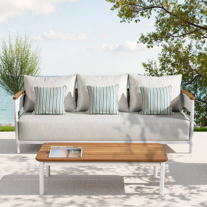 Rhodes 2pc Teak and Aluminum Outdoor Sofa Set