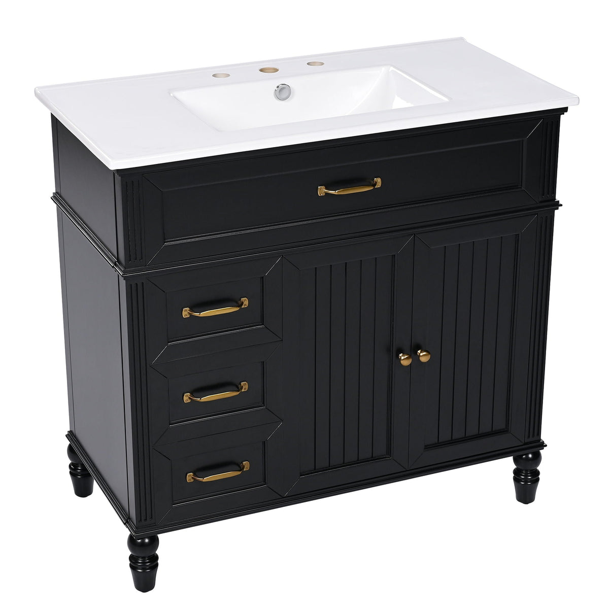 Bathroom vanity with sink and drawers black solid wood white countertop HouseOfZazla on Tampa Home & Garden Store