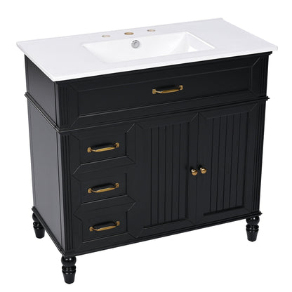 Bathroom vanity with sink and drawers black solid wood white countertop HouseOfZazla on Tampa Home & Garden Store