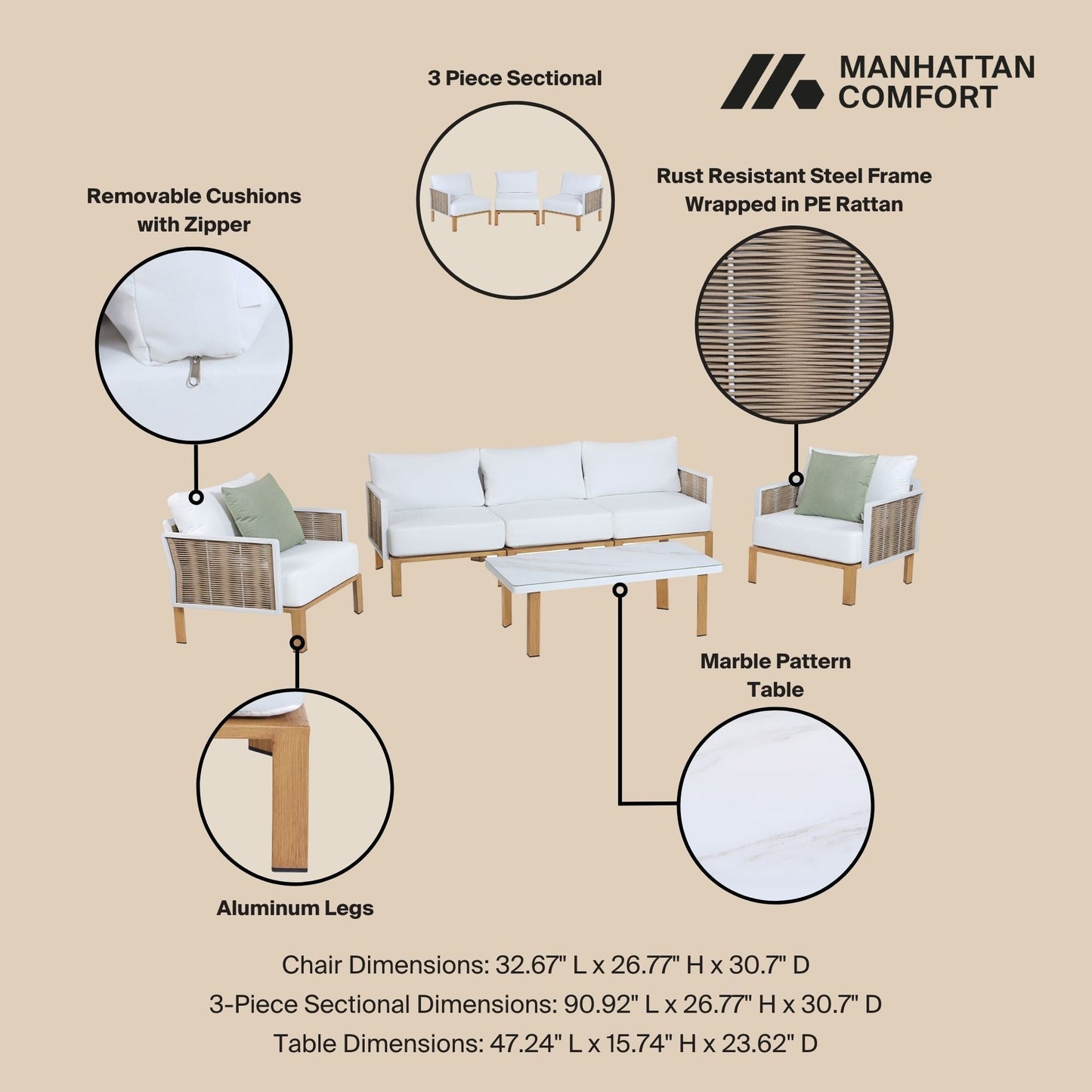 Vine White 4 Piece Outdoor Conversation Set