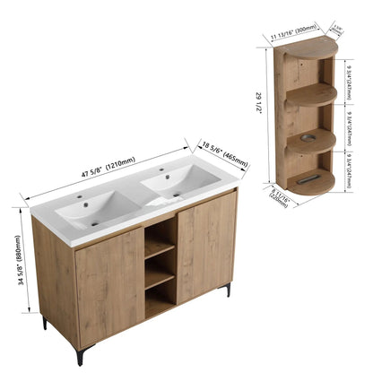 Elegant 48 Inch Vanity With Double Resin Sink