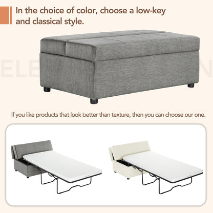 Twin size folding ottoman sleeper bed with mattress in grey fabric on Tampa Home & Garden Store
