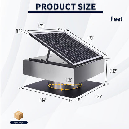 12-inch stainless steel solar roof vent fan with 40W tilt-adjustable panel HouseOfZazla on Tampa Home & Garden Store