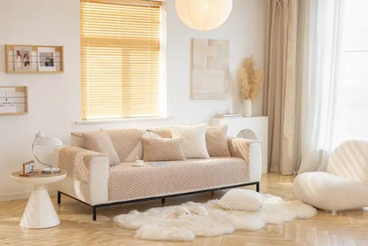 Plush non-slip dustproof warm thickening sofa cushion ivory beige on Tampa Home & Garden Store