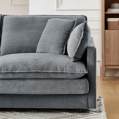 L-shaped sectional sofa in gray velvet with cushions, 2-piece set by Unique Piece Furniture on Tampa Home & Garden Store