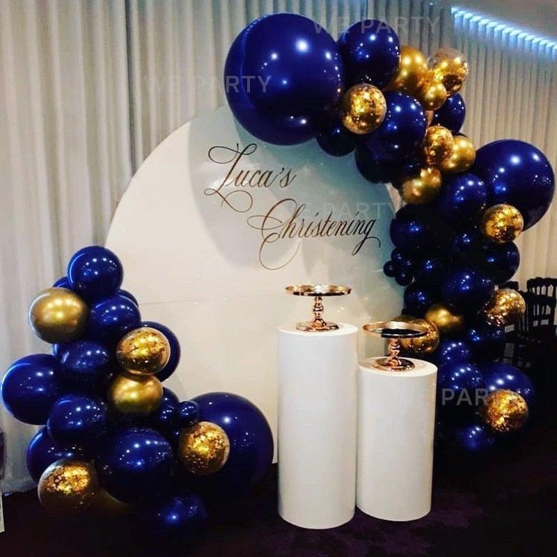 Balloon garland arch kit navy blue and gold by Stevvex 85pc for weddings on Tampa Home & Garden Store