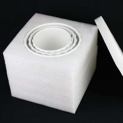 3-Piece White Stoneware Planter Set with Fluted Design