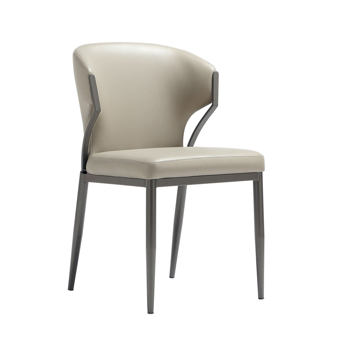 Kirsten Dining Chair Set of 2 in taupe faux leather with dark gray metal frames on Tampa Home & Garden Store