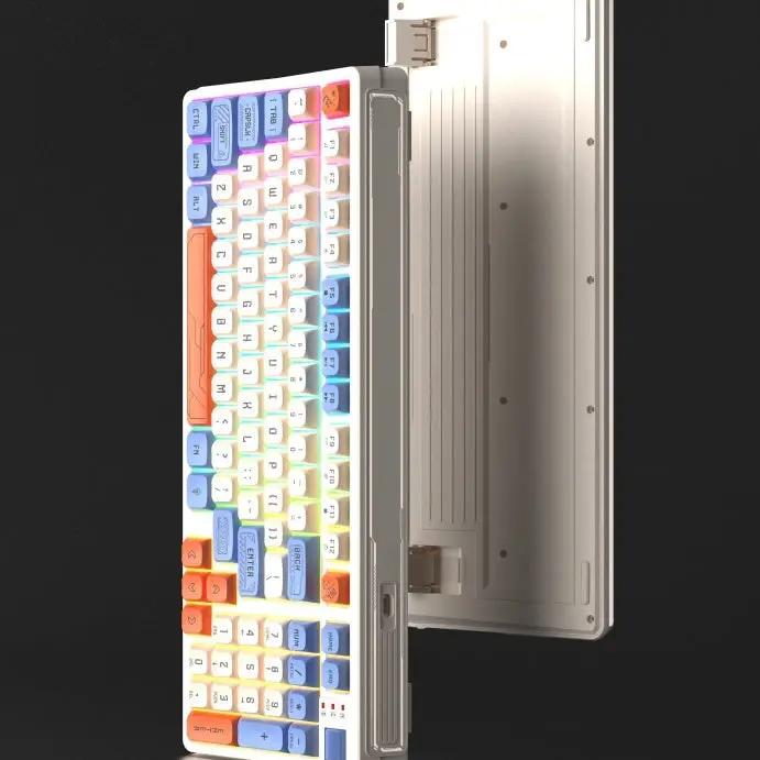 Rainbow keycaps mechanical keyboard by FLIPSTYLEZLLC with metal chassis, USB port visible on Tampa Home & Garden Store
